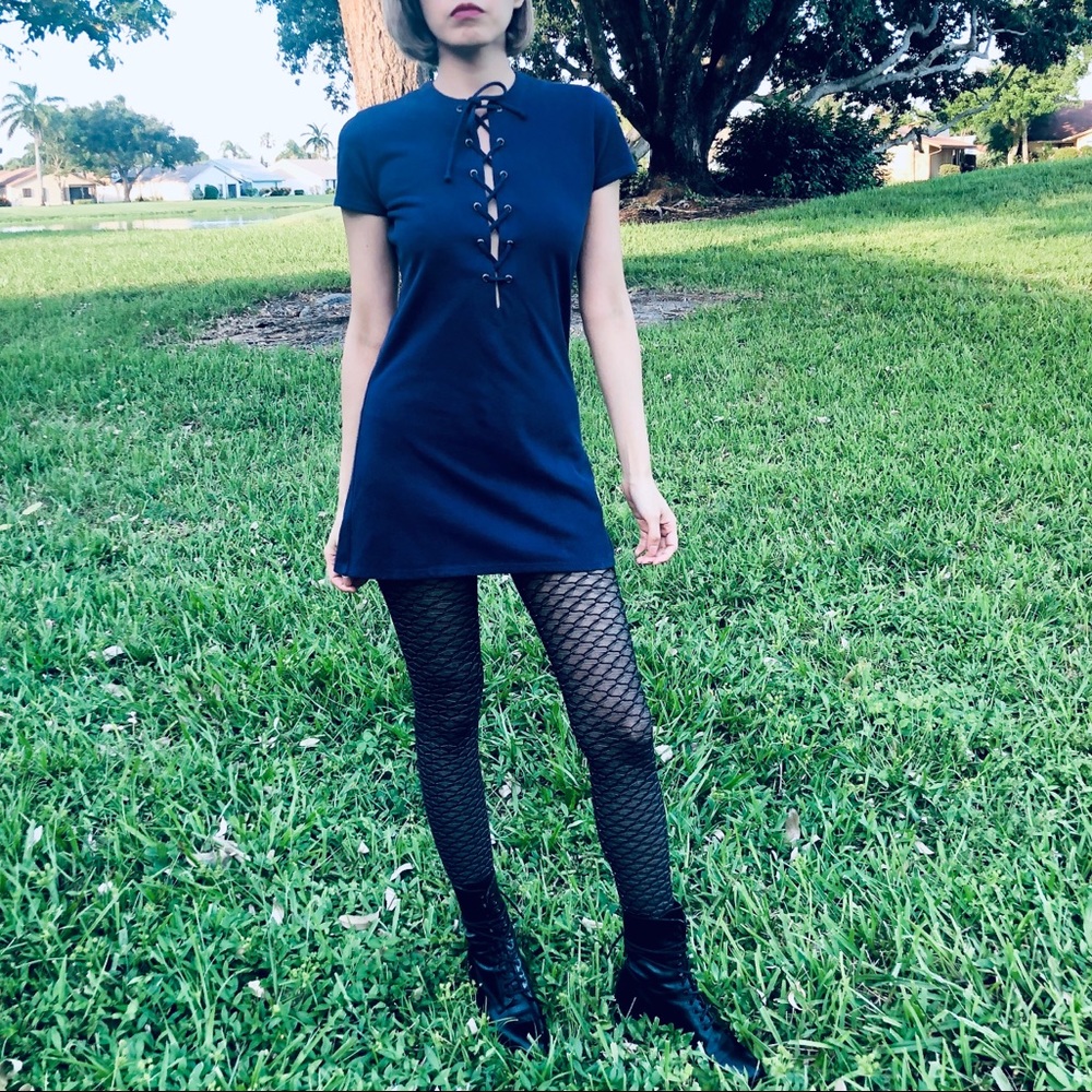 Reformation Dress with lace up Neckline